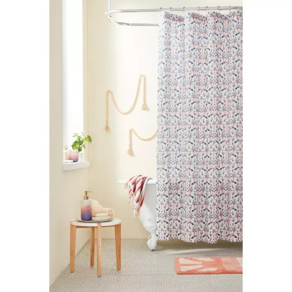 Esme Peacock Shower Curtain in White NWT